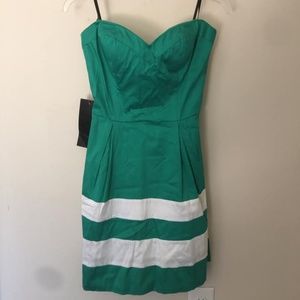 Bebe Green and white dress